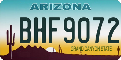AZ license plate BHF9072