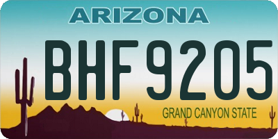 AZ license plate BHF9205