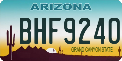 AZ license plate BHF9240