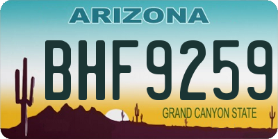 AZ license plate BHF9259