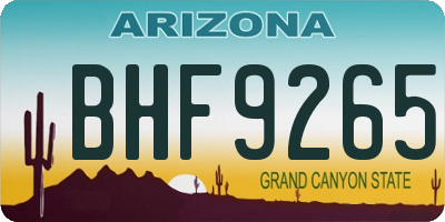 AZ license plate BHF9265