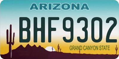 AZ license plate BHF9302