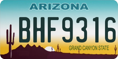 AZ license plate BHF9316