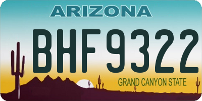AZ license plate BHF9322