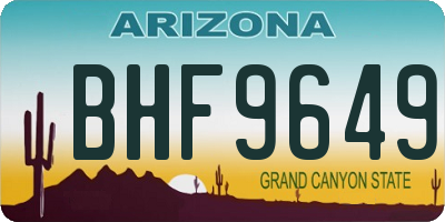 AZ license plate BHF9649