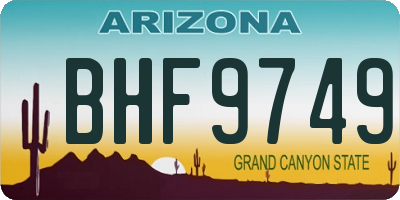 AZ license plate BHF9749