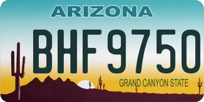 AZ license plate BHF9750