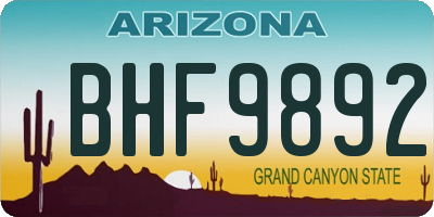 AZ license plate BHF9892