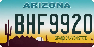AZ license plate BHF9920