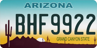 AZ license plate BHF9922