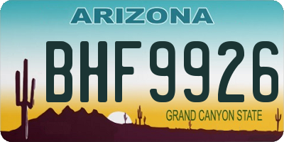 AZ license plate BHF9926