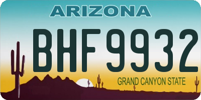 AZ license plate BHF9932