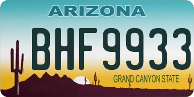 AZ license plate BHF9933