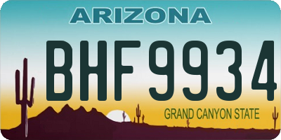 AZ license plate BHF9934