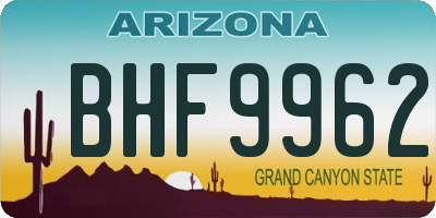 AZ license plate BHF9962