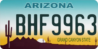 AZ license plate BHF9963