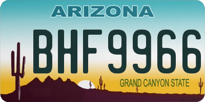 AZ license plate BHF9966