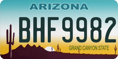 AZ license plate BHF9982