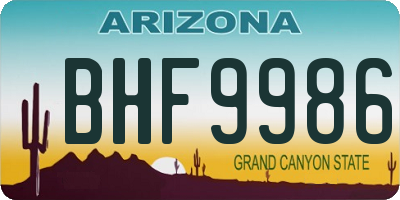 AZ license plate BHF9986