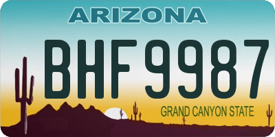 AZ license plate BHF9987