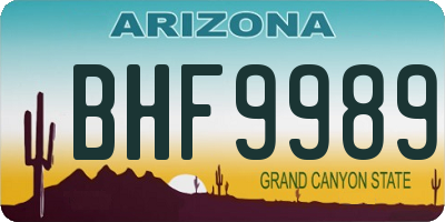 AZ license plate BHF9989