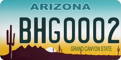 AZ license plate BHG0002
