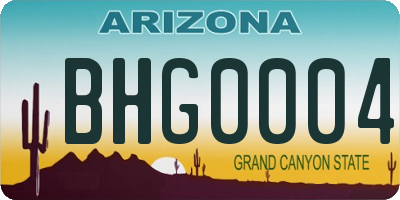 AZ license plate BHG0004