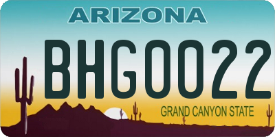 AZ license plate BHG0022