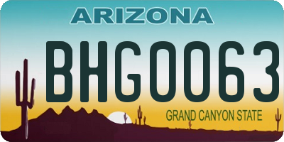 AZ license plate BHG0063
