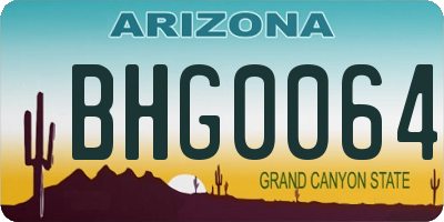 AZ license plate BHG0064