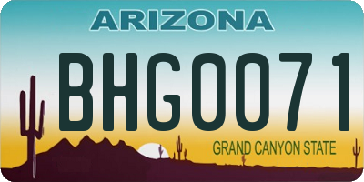 AZ license plate BHG0071