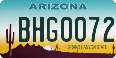 AZ license plate BHG0072