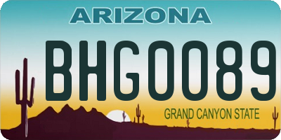 AZ license plate BHG0089