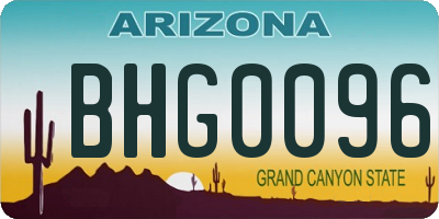 AZ license plate BHG0096