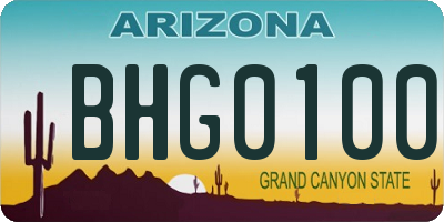 AZ license plate BHG0100