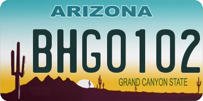 AZ license plate BHG0102