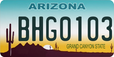 AZ license plate BHG0103