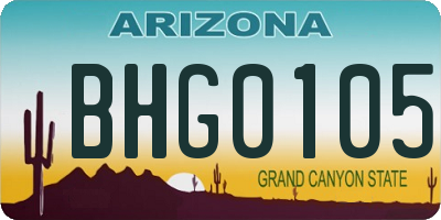 AZ license plate BHG0105
