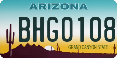 AZ license plate BHG0108