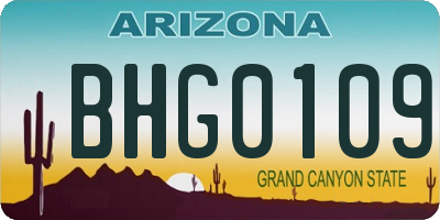 AZ license plate BHG0109