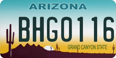 AZ license plate BHG0116