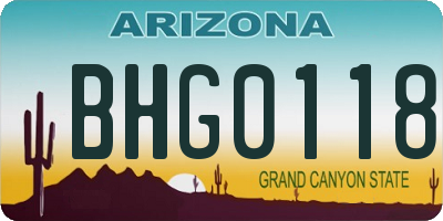AZ license plate BHG0118