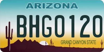 AZ license plate BHG0120