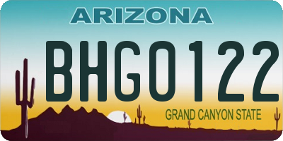AZ license plate BHG0122