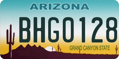 AZ license plate BHG0128