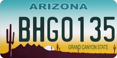 AZ license plate BHG0135