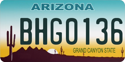AZ license plate BHG0136