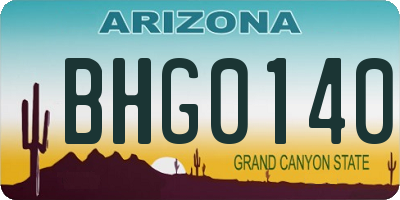 AZ license plate BHG0140