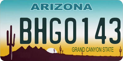 AZ license plate BHG0143