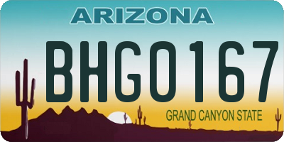 AZ license plate BHG0167
